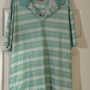Grand Slam Men's Short Sleeve Polo Shirt - Mint Green and White Stripes XXL